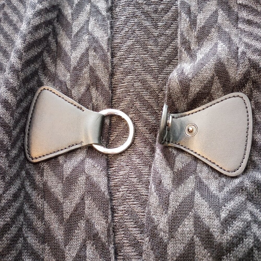 Soft Surroundings Black & Grey West Saxon Herringbone Wool Blend Duster - Picture 6 of 8